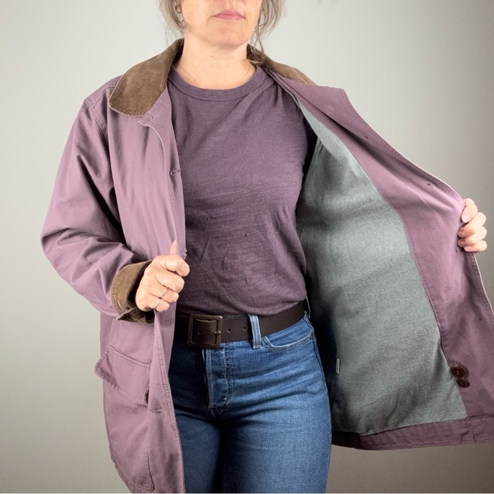 L.L Bean Canvas Women’s Lightweight Purple Barn Coat with Corduroy Collar